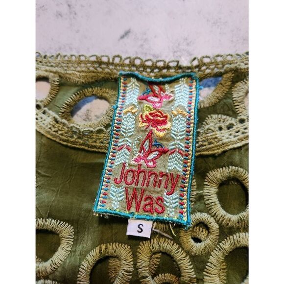 JOHNNY WAS Lalla green eyelet tunic sz Small - Picture 3 of 6